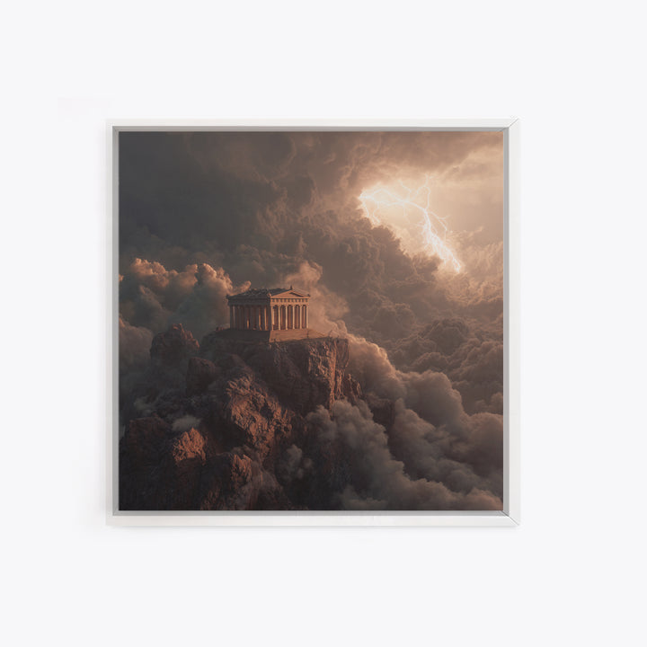 Mythic Greek Temple In Storm Clouds Wall Art, Dramatic Fantasy Canvas Print, Classical Decor, Mythology Art Gift For Him