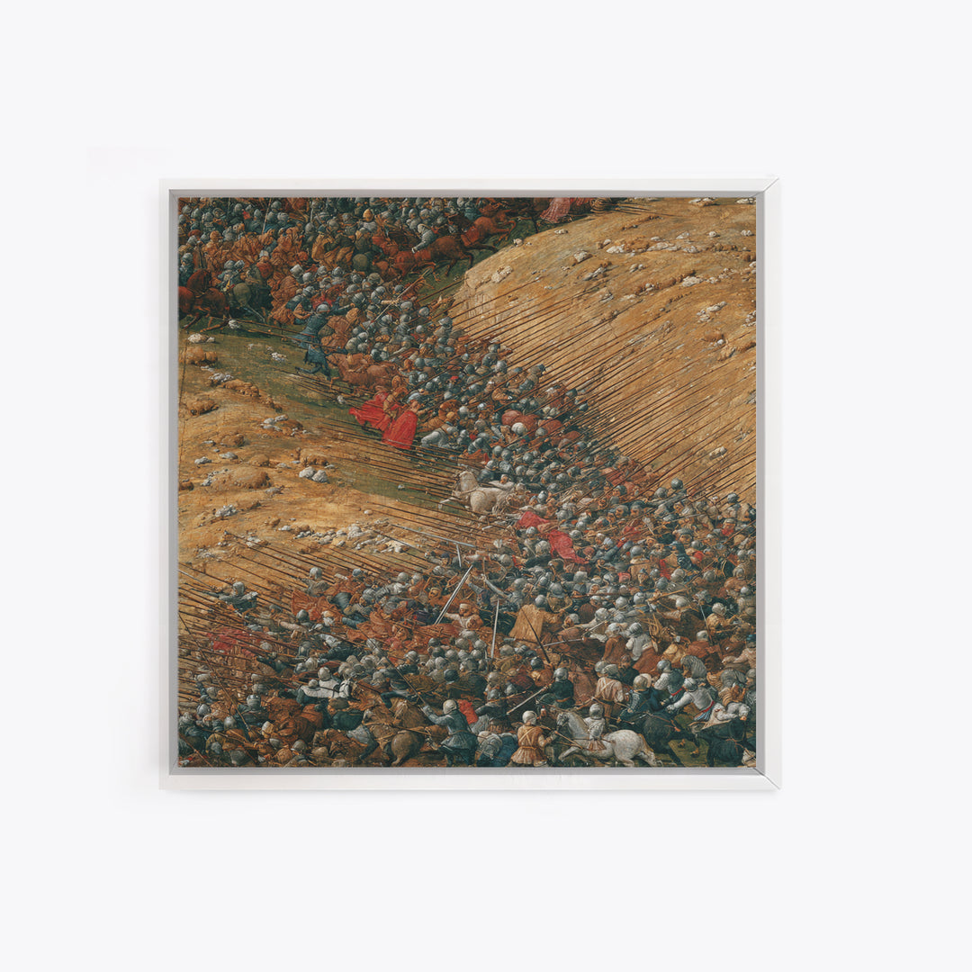 Medieval Battle With Cavalry And Spears Wall Art, Historical Warfare Painting, Large Canvas Print, Classic European Decor