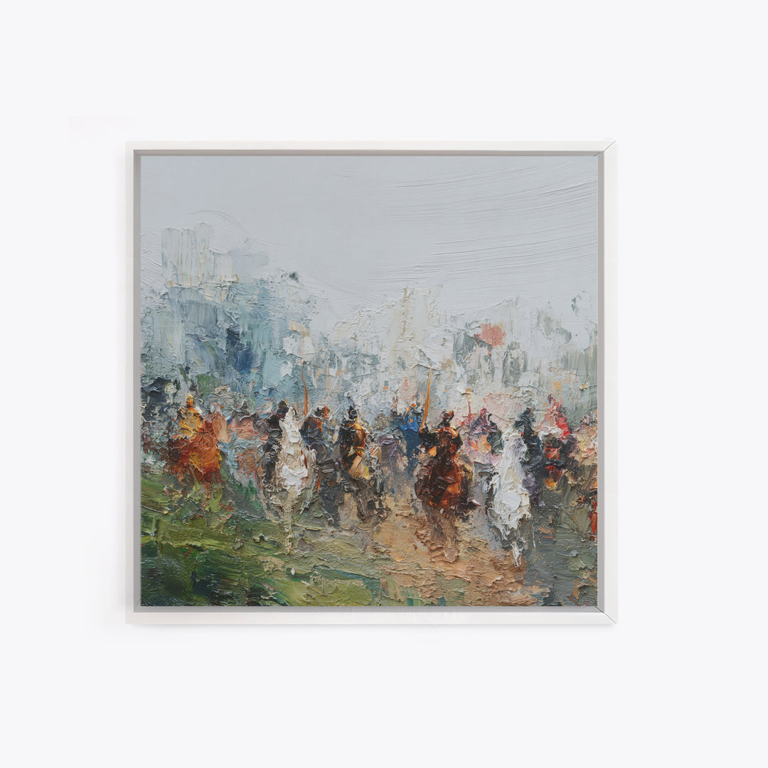 Impressionist Cavalry Charge Wall Art, Roman Battle Painting, Warrior Horse Canvas, Historical Living Room Decor, Large Statement Art