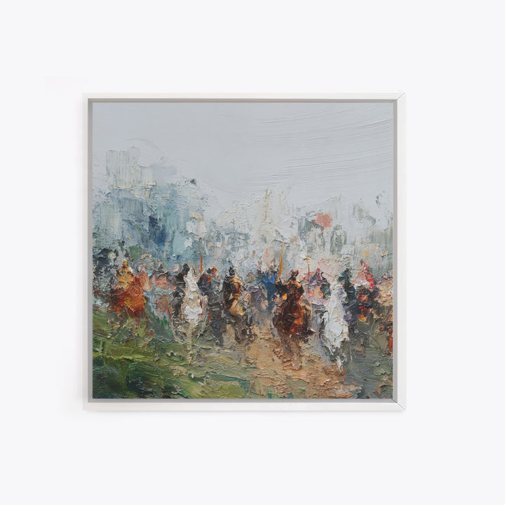 Impressionist Cavalry Charge Wall Art, Roman Battle Painting, Warrior Horse Canvas, Historical Living Room Decor, Large Statement Art