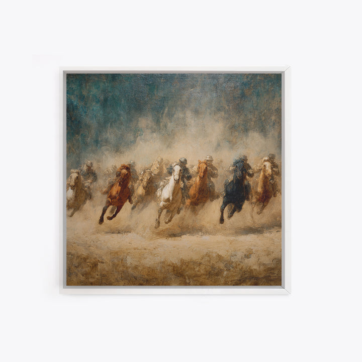 Galloping Horses Through Desert Dust Canvas Print, Equestrian Wall Art, Western Horse Painting, Rustic Living Room Decor