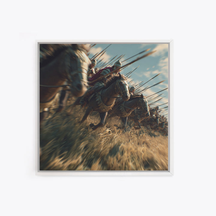 Ancient Cavalry Charge Wall Art, Horse Battle Canvas Print, Roman History Decor, Equestrian Art, Masculine Decor Gift For Him