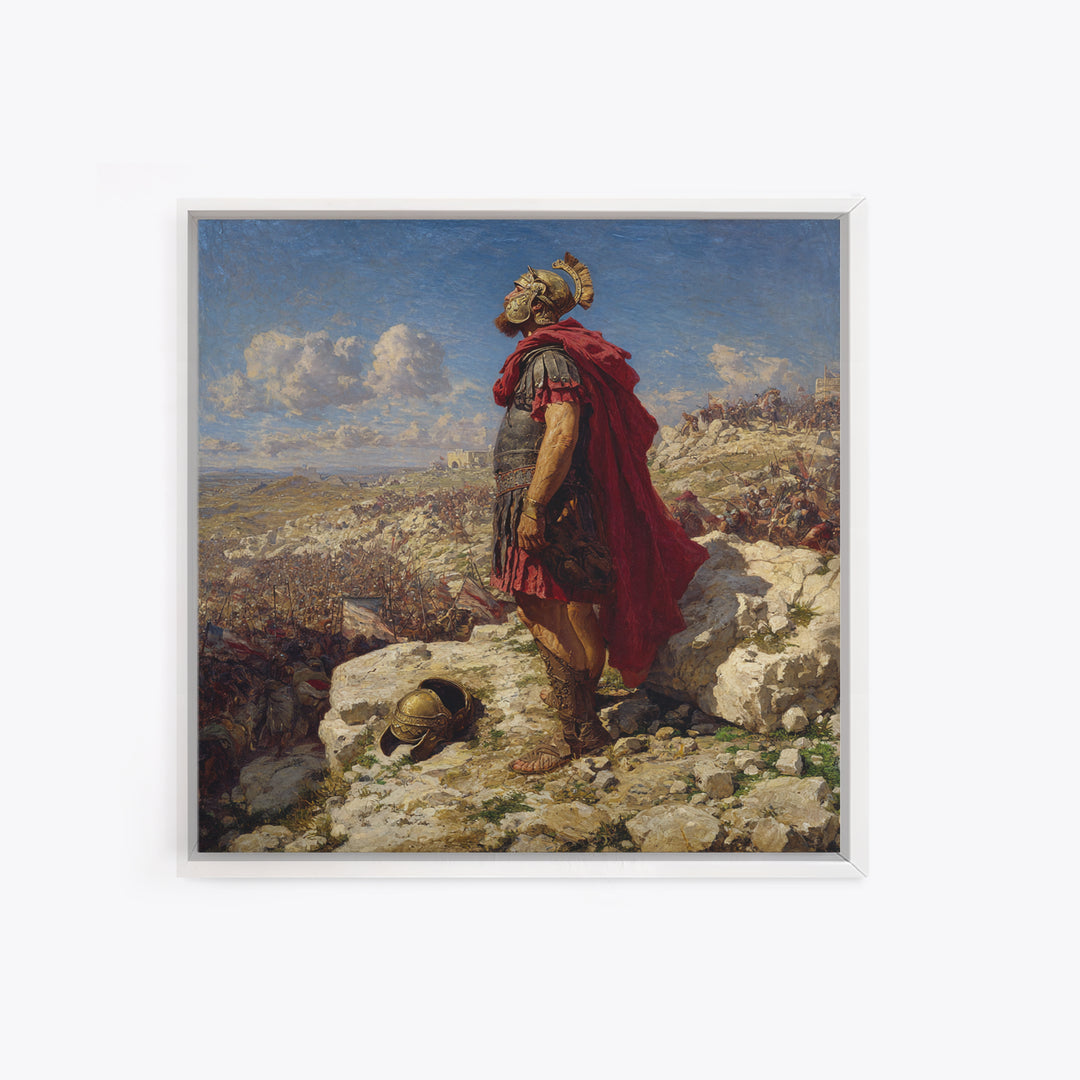 Roman General Overlooking Ancient Battlefield Wall Art, Classical Oil Painting Print, Historical Decor, Living Room Art, Gift For Him