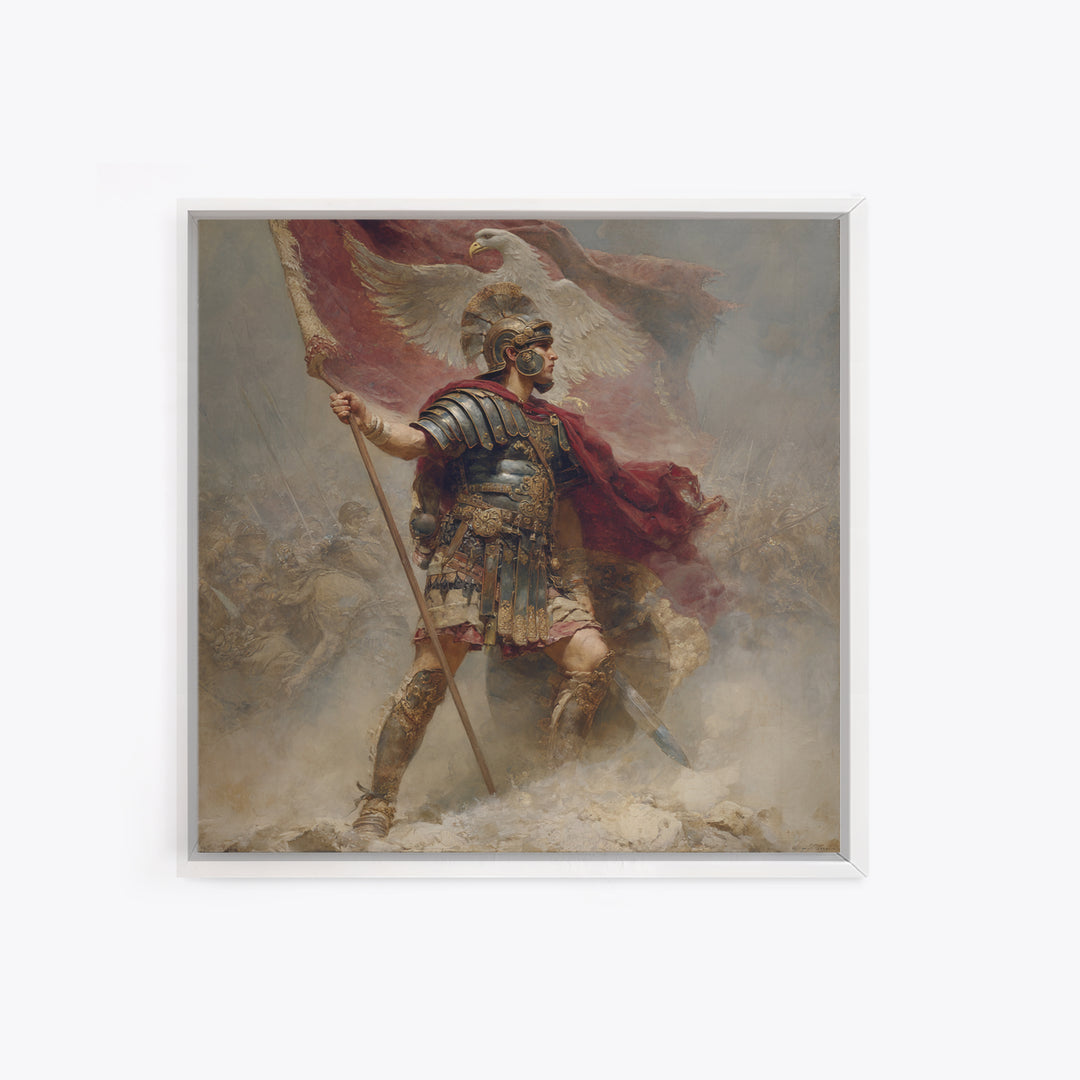 Roman Standard Bearer With Eagle Flag, Classical Battle Canvas Print, Historical Wall Art, Ancient Rome Decor, Gift For Him