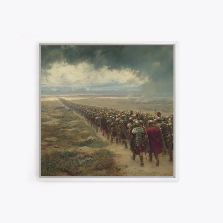 Roman Legion Marching Across Desert Wall Art, Ancient Military Painting Print, Historical Landscape Art, Living Room Office Decor