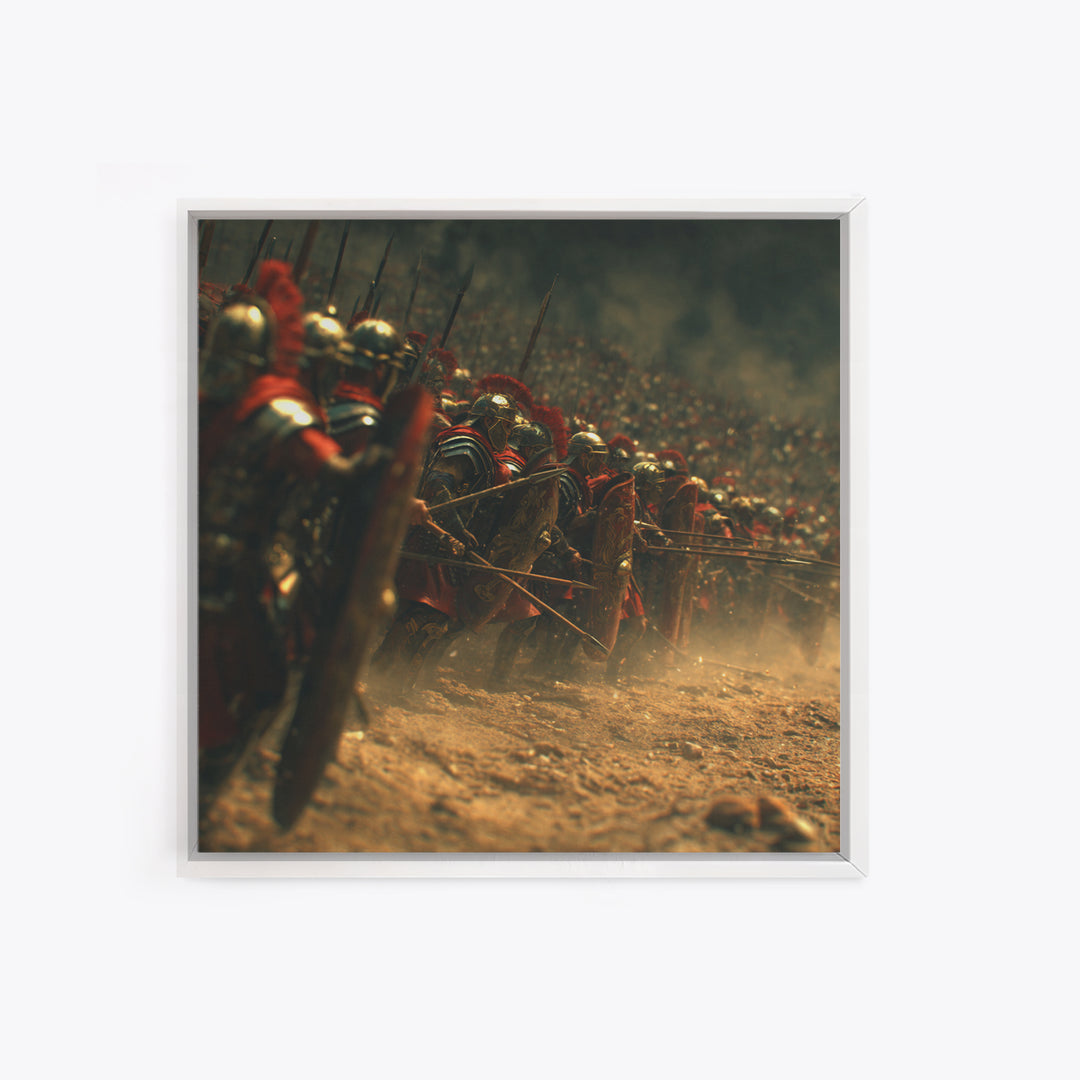 Roman Legion Soldiers In Battle Formation Wall Art, Ancient Warrior Print, Historical Canvas Art, Masculine Office Decor