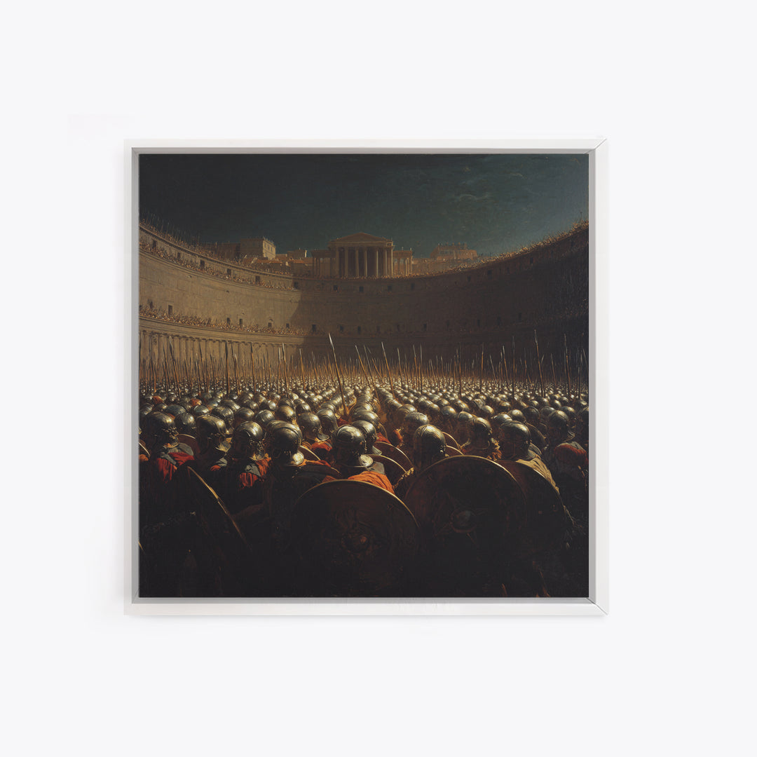 Ancient Army In Colosseum Wall Art, Roman Legion Oil Painting, Historical Battle Scene, Dark Academia Decor, Gift For Him