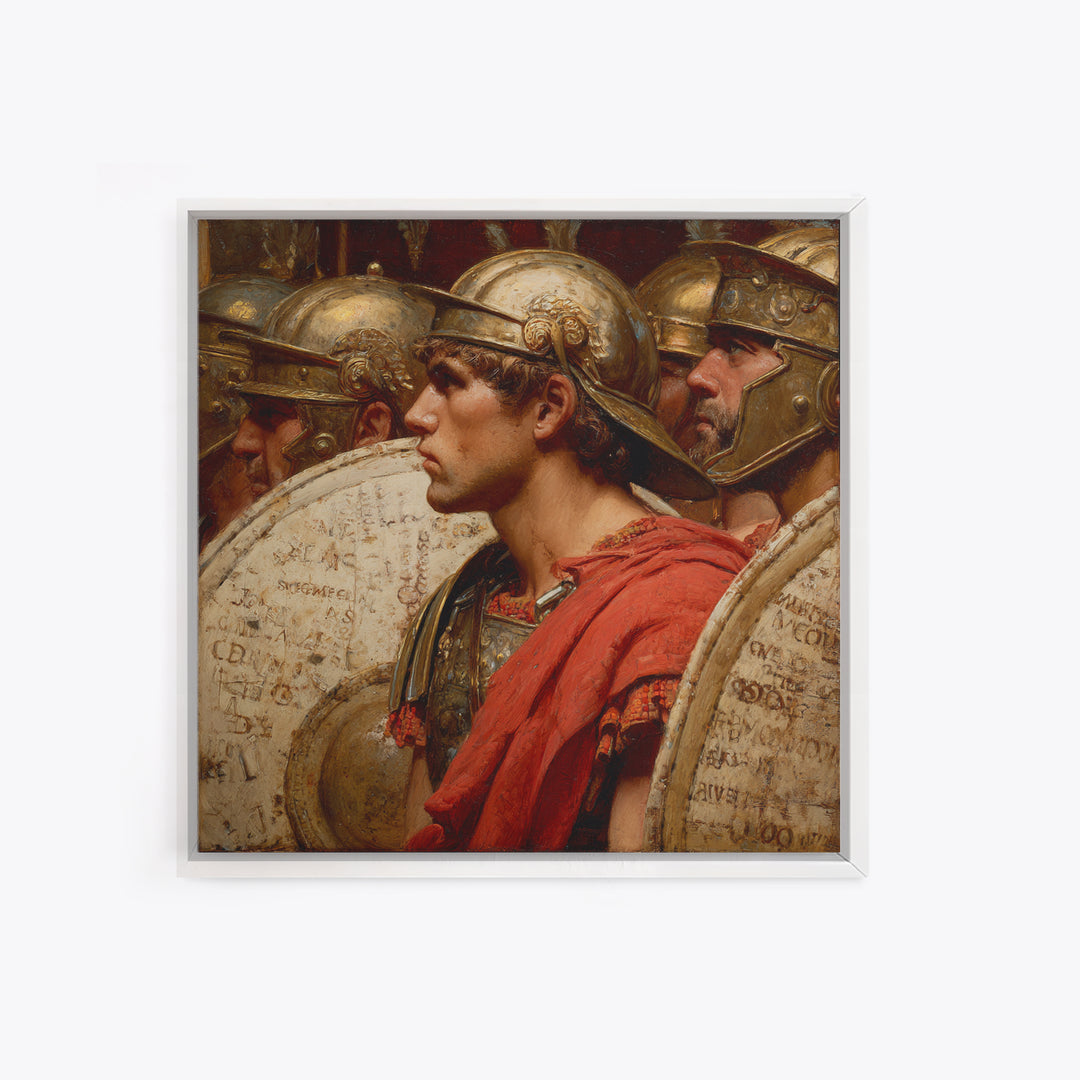 Roman Legion Soldiers With Shields Framed Canvas Print, Classical Warrior Portrait, Ancient Rome Wall Art, History Gift For Him