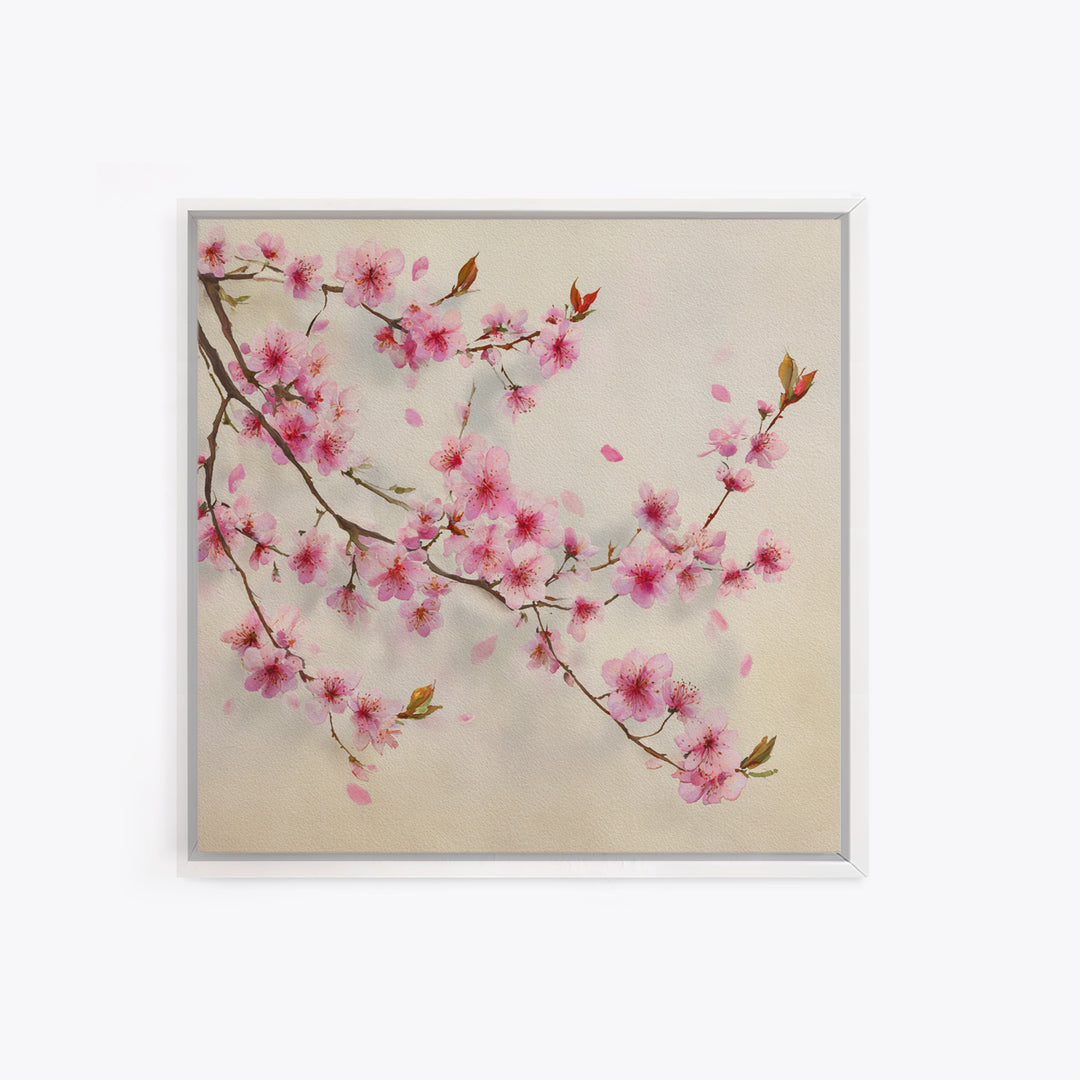 Pink Cherry Blossom Branch Wall Art, Japanese Botanical Print, Spring Floral Wall Decor, Minimalist Bedroom Decor Gift For Her