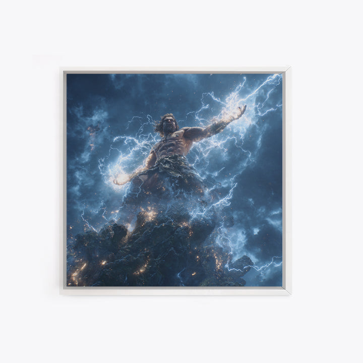 Thunder God Lightning Storm Canvas Print, Mythological Art, Dramatic Fantasy Wall Art, Greek Mythology Home Decor Gift Idea