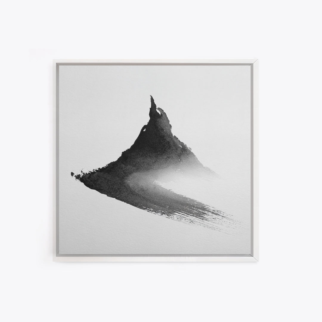 Minimalist Ink Mountain Brushstroke Wall Art, Black And White Abstract Canvas Print For Japandi Modern Home Decor