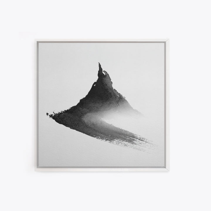Minimalist Ink Mountain Brushstroke Wall Art, Black And White Abstract Canvas Print For Japandi Modern Home Decor