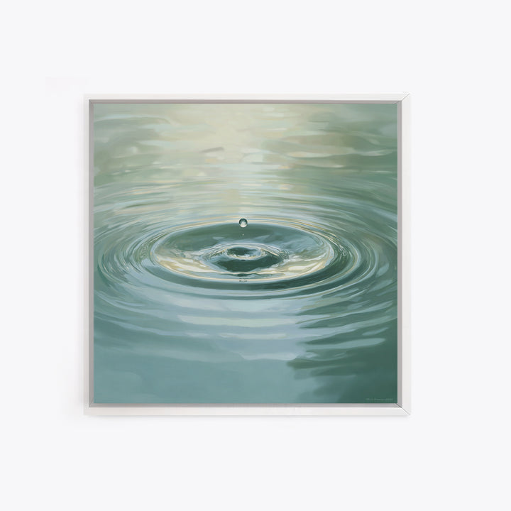 Soothing Water Ripple With Falling Droplet Wall Art, Minimalist Zen Landscape Canvas Print For Calming Modern Decor