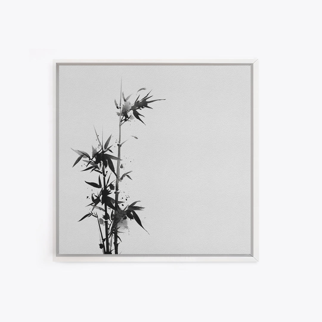 Minimalist Ink Bamboo Wall Art, Black And White Japanese Painting Canvas Print, Modern Zen Home Decor