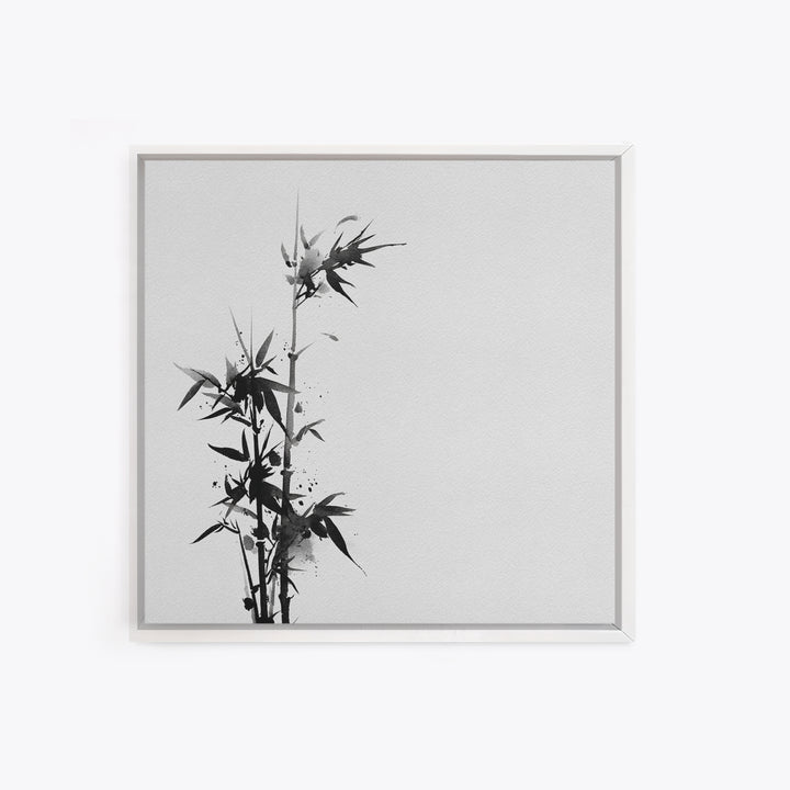 Minimalist Ink Bamboo Wall Art, Black And White Japanese Painting Canvas Print, Modern Zen Home Decor