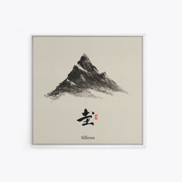 Minimal Ink Mountain Landscape Wall Art, Japanese Inspired Black And White Print, Calm Zen Home Decor Canvas Print