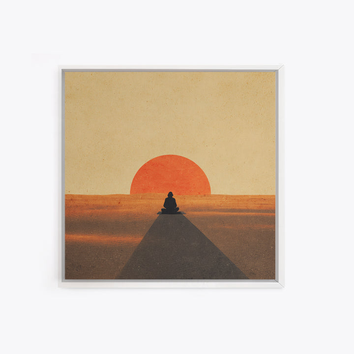 Minimalist Desert Sunset Figure Wall Art Modern Boho Print Neutral Earth Tone Decor Bedroom Wall Art