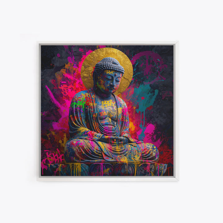 Colorful Graffiti Buddha Wall Art Canvas Print Modern Street Art Spiritual Zen Decor Meditation Room Art