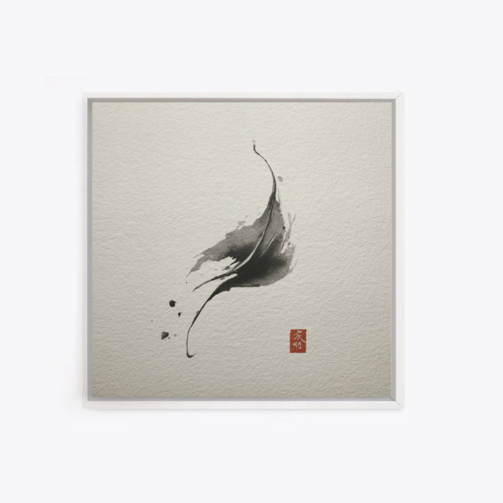Minimalist Ink Brushstroke Wall Art Print, Japanese Zen Abstract, Black And White Art, Modern Japandi Home Decor