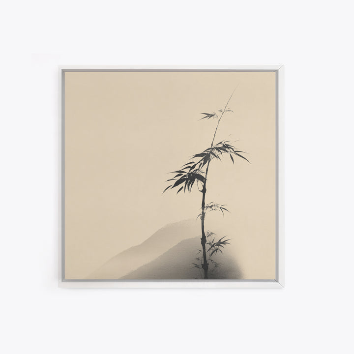 Minimal Japanese Bamboo Ink Painting Wall Art, Neutral Zen Japandi Canvas Print, Calming Nature Home Decor