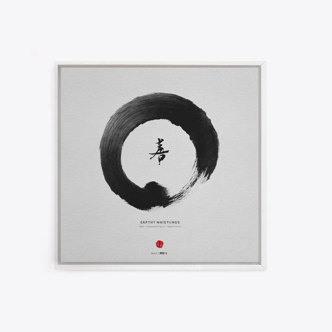 Zen Enso Circle Japanese Calligraphy Wall Art Print, Minimalist Black And White Meditation Decor For Modern Home