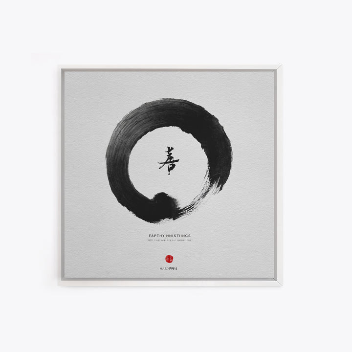 Zen Enso Circle Japanese Calligraphy Wall Art Print, Minimalist Black And White Meditation Decor For Modern Home
