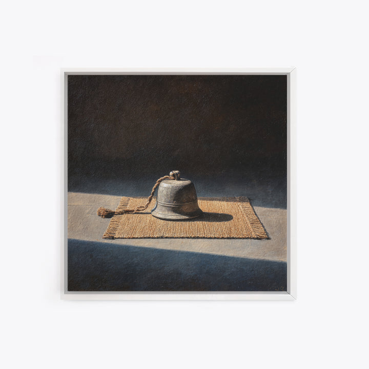 Minimal Still Life Bell Wall Art, Rustic Neutral Object Painting Framed Canvas Print, Modern Farmhouse Decor, Wall Art