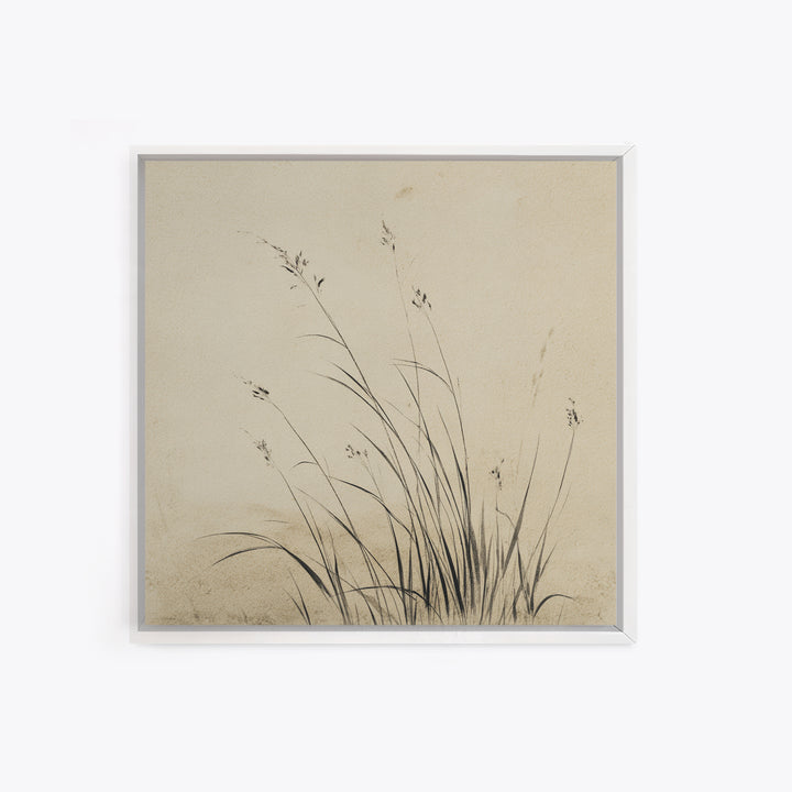Delicate Black And White Minimalist Floral Wall Art With Grass Stalks Canvas Print Perfect For Modern Home Decor And Living Room Wall
