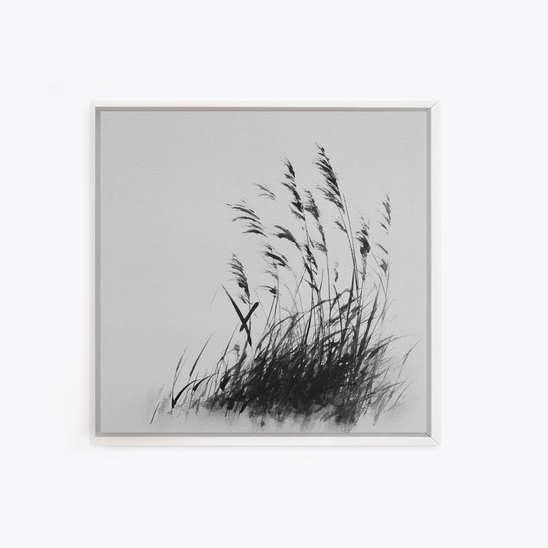 Minimalist Ink Grass Wall Art, Black And White Japanese Style Painting, Modern Minimal Wall Decor Fine Art Print