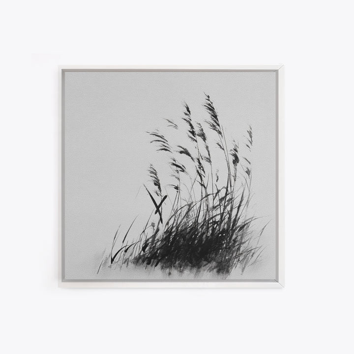 Minimalist Ink Grass Wall Art, Black And White Japanese Style Painting, Modern Minimal Wall Decor Fine Art Print