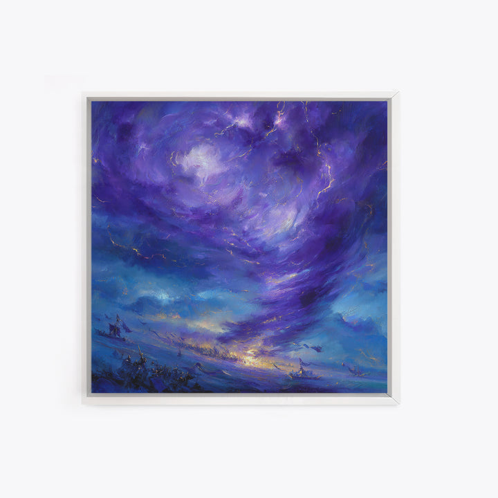 Purple Storm Vortex Wall Art, Abstract Fantasy Seascape Canvas Print, Moody Ocean Decor, Dramatic Wizard Battle Gift For Home Decor