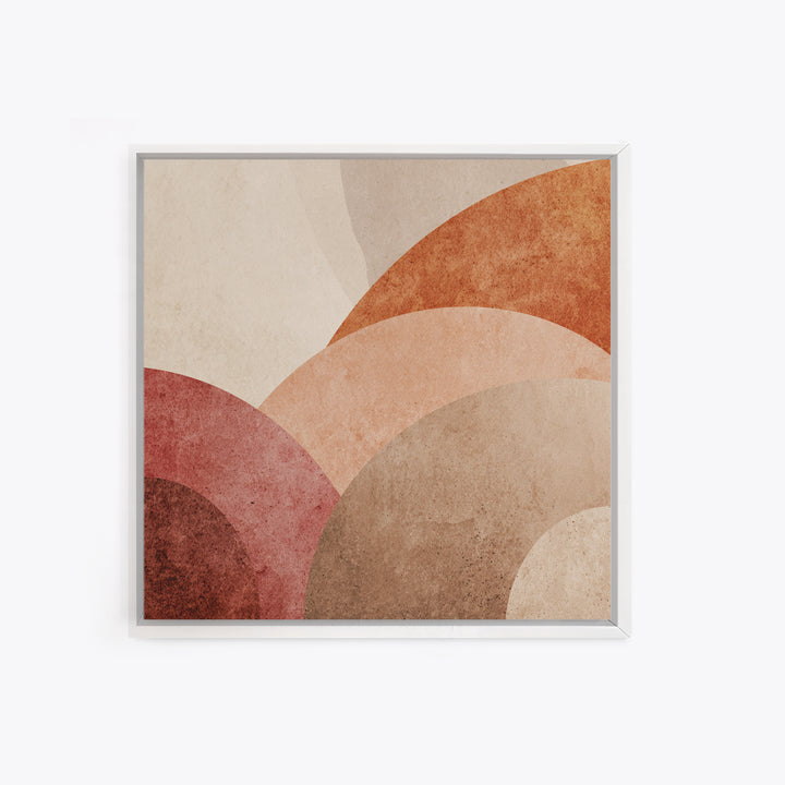 Layered Terracotta Arches Abstract Wall Art, Neutral Canvas Print For Boho Decor, Modern Living Room Decor, And Office Decor