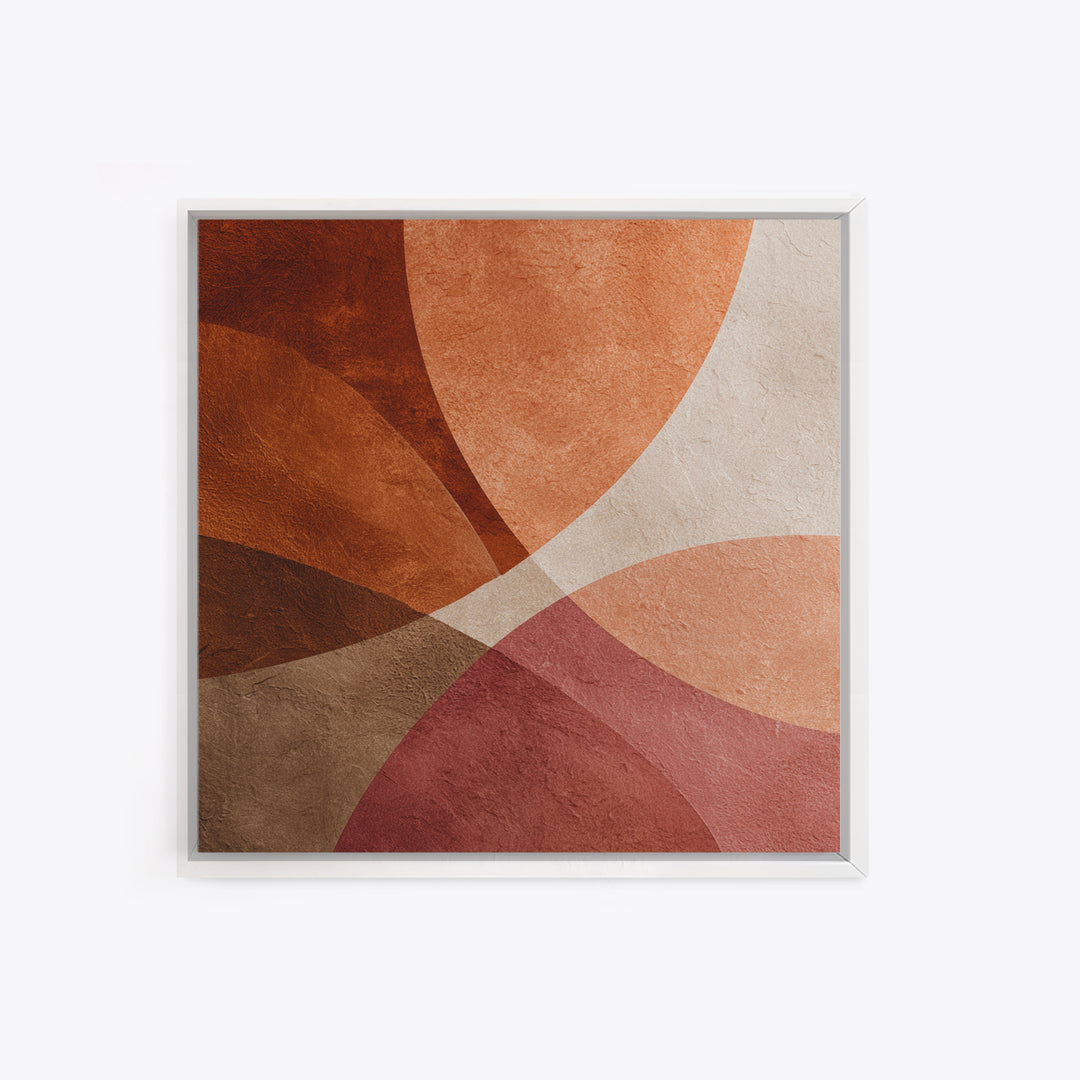Rust Red Overlapping Shapes Canvas Print, Abstract Wall Art For Mid Century Modern Decor, Earth Tone Home Decor, And Office Decor