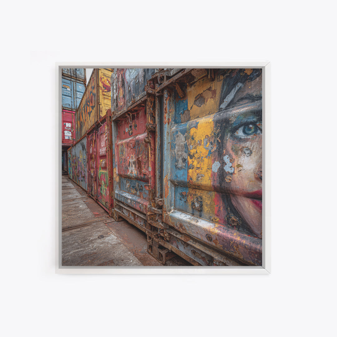 Graffiti Shipping Container Wall Art, Urban Street Art Canvas Print, Industrial Decor, Colorful City Mural, Office Art Print