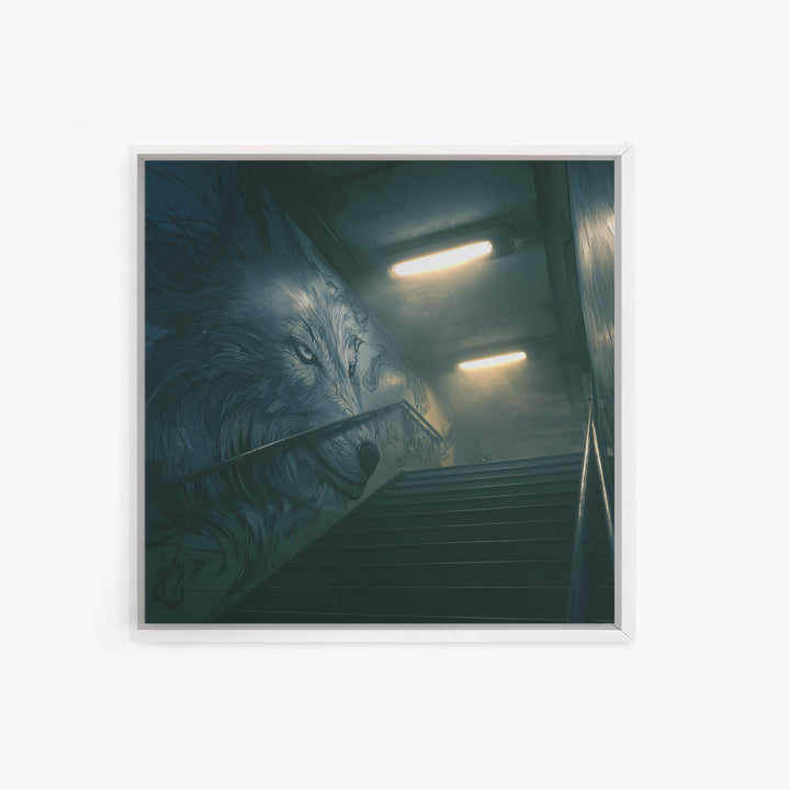 Moody Urban Lion Graffiti Wall Art, Street Art Canvas Print, Industrial Decor, Masculine Office Wall Decor, Animal Poster