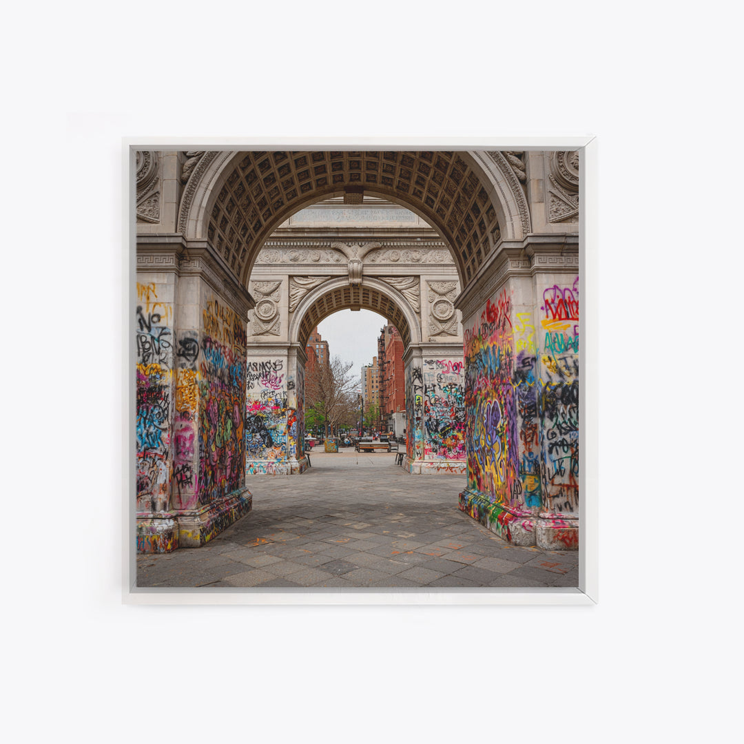Graffiti Covered Washington Square Arch Wall Art, New York City Urban Photography Print For Modern Apartment Wall Decor Gift