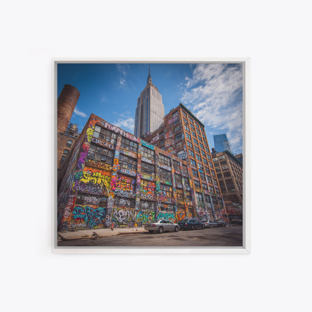Empire State Graffiti Building Wall Art, NYC Urban Canvas Print, Street Art Decor, New York City Office Wall Decor Gift For Him