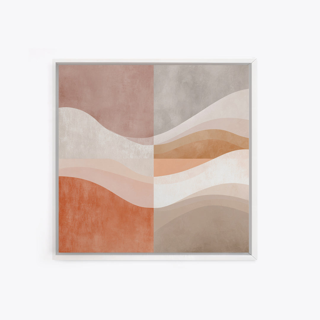 Terracotta Abstract Waves Wall Art, Neutral Beige Canvas Print, Modern Boho Decor, Earth Tone Living Room Wall Art Print