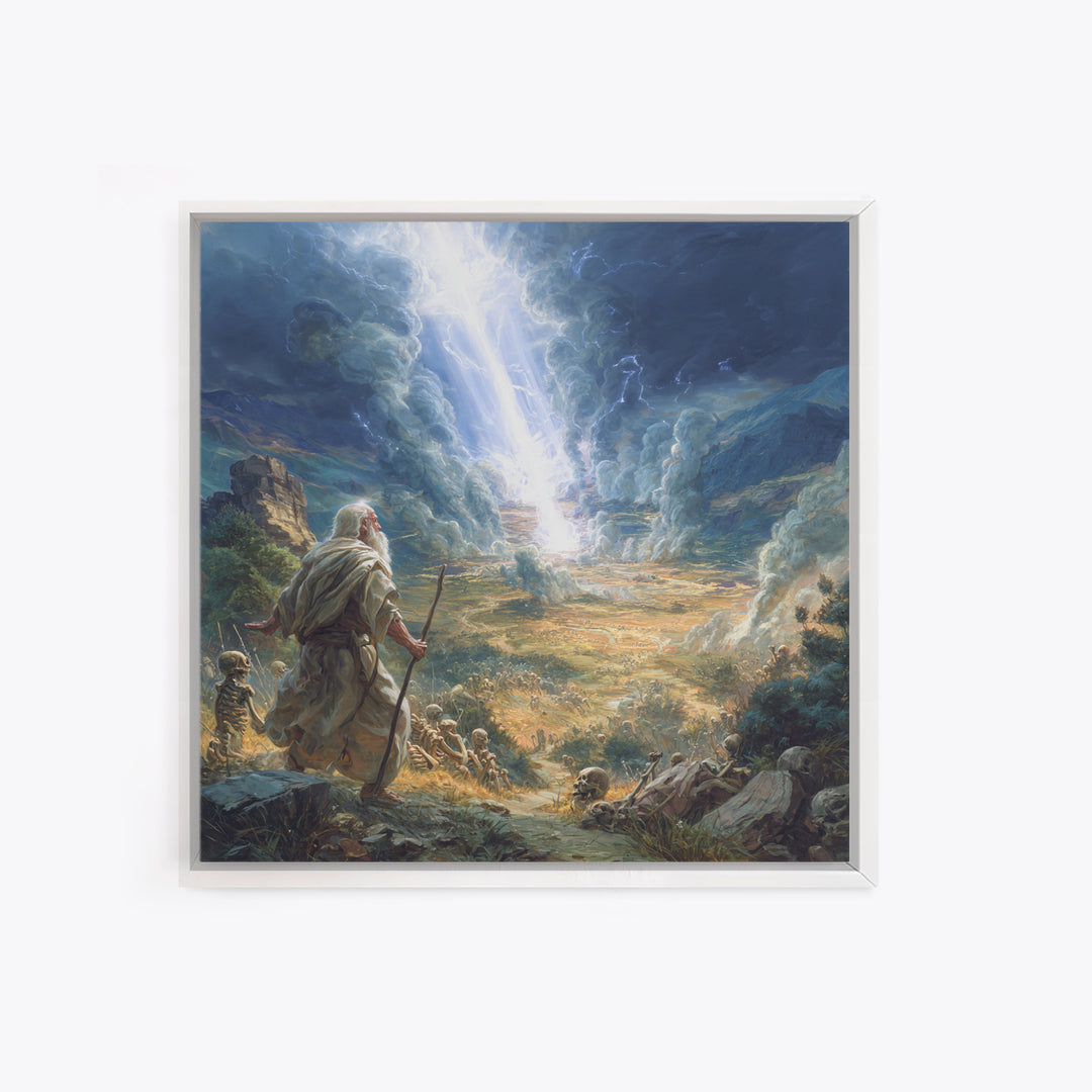 Ezekiel Valley Of Dry Bones Framed Canvas Print, Biblical Wall Art, Dramatic Religious Home Decor, Christian Gift For Him