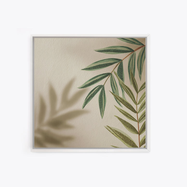 Olive Green Botanical Leaves Wall Art, Minimalist Nature Canvas Print, Japandi Neutral Home Decor For Living Room And Bedroom