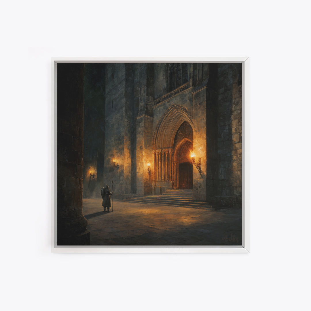 Gothic Cathedral Doorway Wall Art, Dark Medieval Architecture Canvas Print, Moody Wall Decor, Dark Academia, Fine Art Print