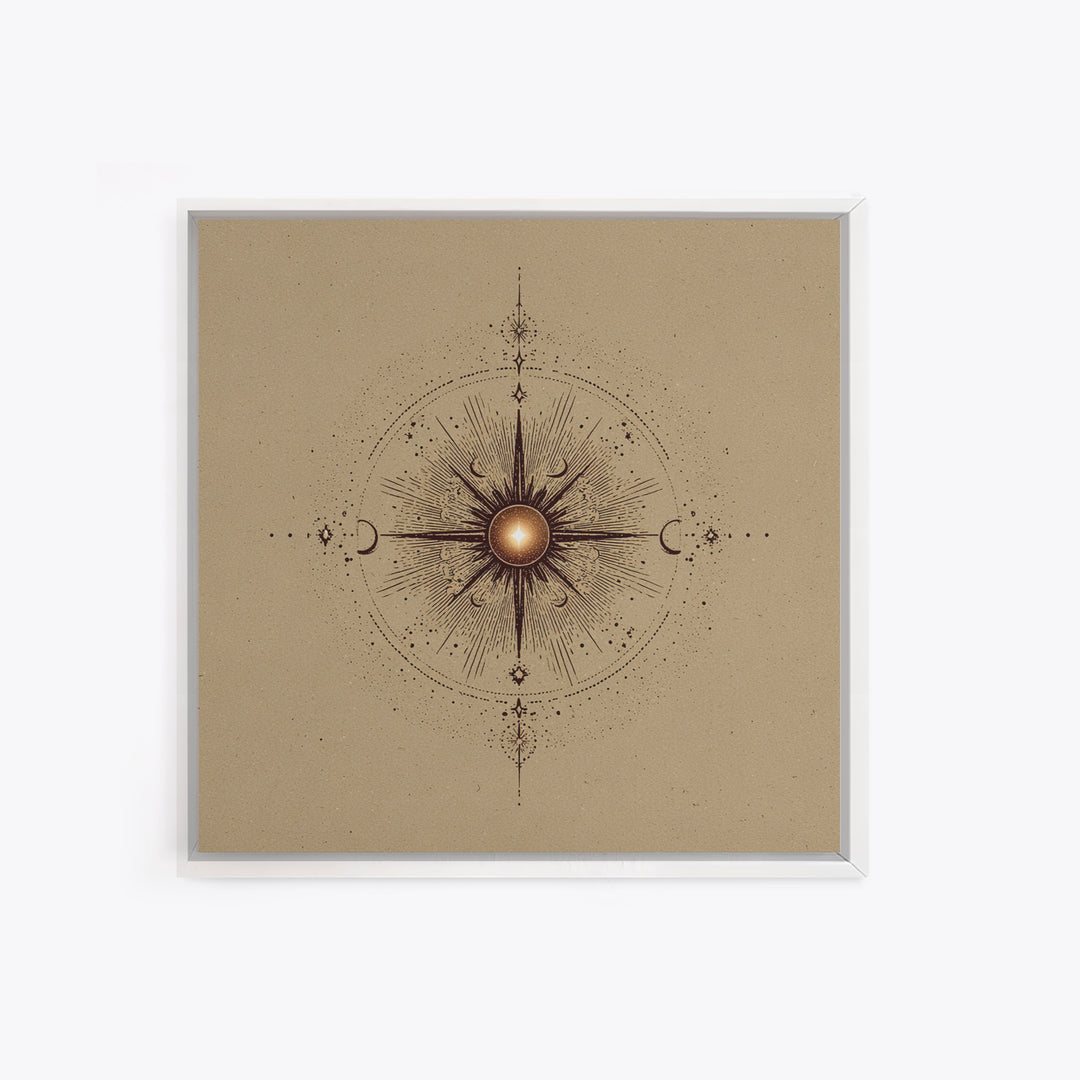 Celestial Sun And Moon Compass Wall Art, Mystical Zodiac Canvas Print, Boho Spiritual Decor For Meditation Room And Home Office
