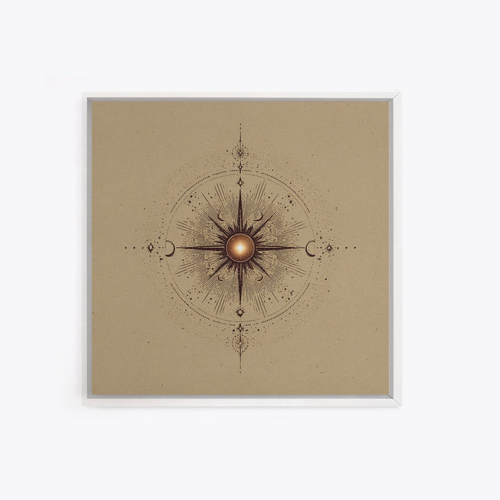 Celestial Sun And Moon Compass Wall Art, Mystical Zodiac Canvas Print, Boho Spiritual Decor For Meditation Room And Home Office