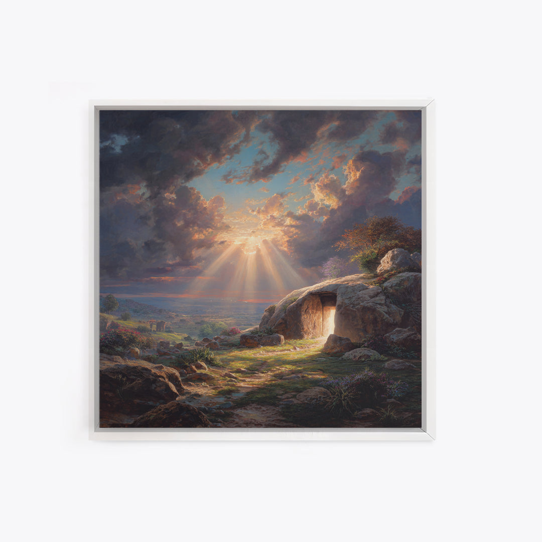 Empty Tomb Resurrection Wall Art, Christian Landscape Canvas Print, Easter Decor, Bible Story Gift, Inspirational Home Decor