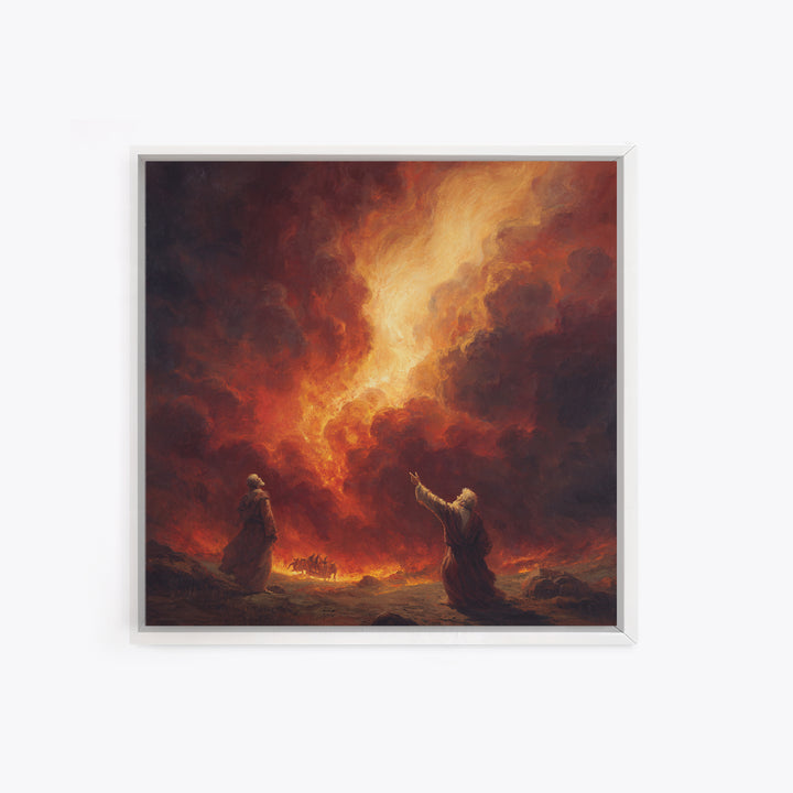 Apocalyptic Firestorm Biblical Scene Wall Art, Dramatic Religious Canvas Print, Christian Decor, Fine Art Print, Living Room Decor