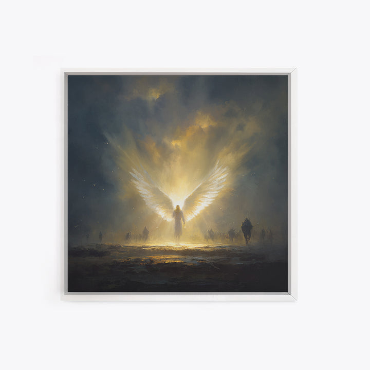 Radiant Angel With Golden Wings Canvas Print, Spiritual Wall Art, Fantasy Artwork, Christian Gift, Dramatic Home Decor, Fine Art Print