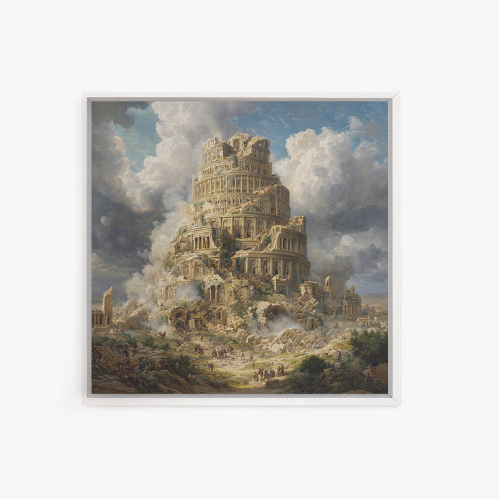Tower Of Babel Ruins Canvas Print, Biblical Architecture Wall Art, Classical Painting, Historical Decor, Large Art Print