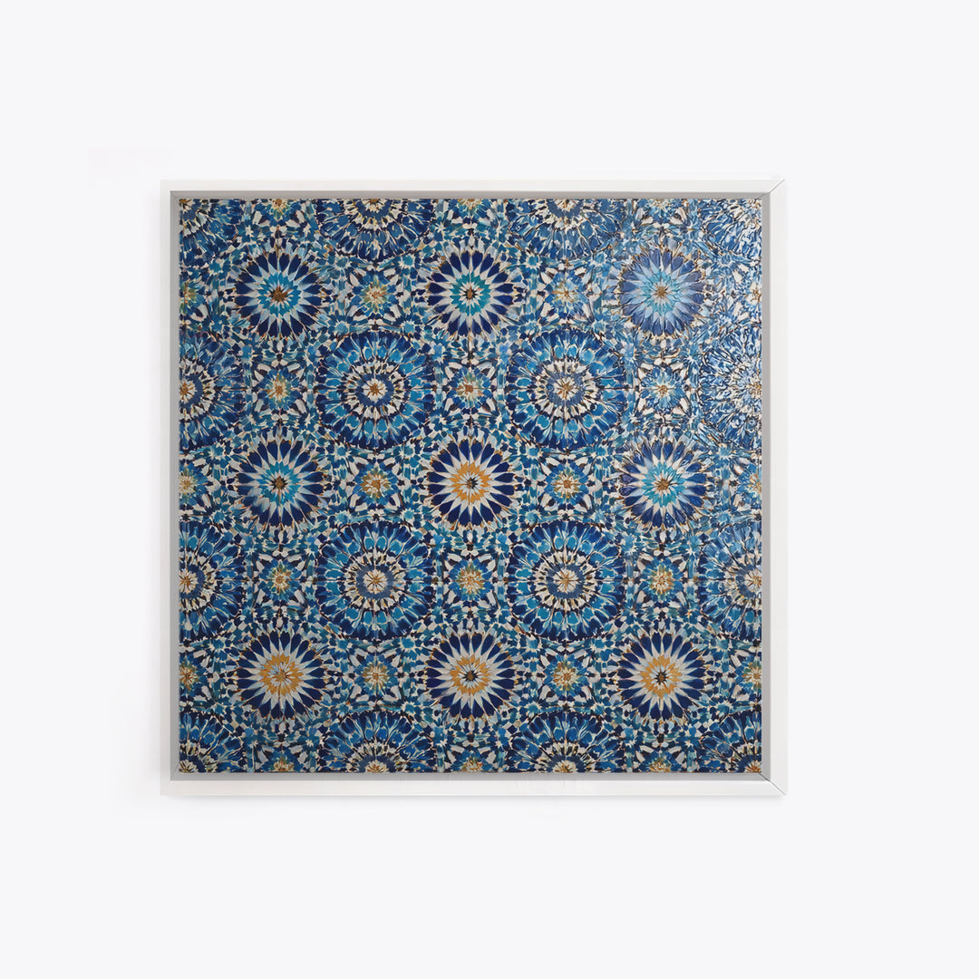 Blue Moroccan Zellige Tile Pattern Wall Art, Geometric Wall Decor, Islamic Home Decor, Mediterranean Canvas Print For Entryway
