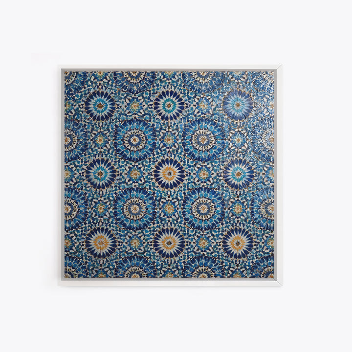 Blue Moroccan Zellige Tile Pattern Wall Art, Geometric Wall Decor, Islamic Home Decor, Mediterranean Canvas Print For Entryway