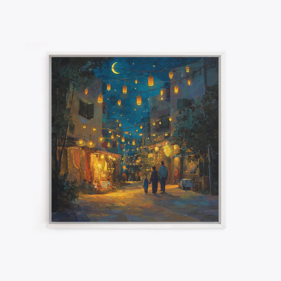 Moonlit Lantern Bazaar Wall Art, Middle Eastern Night Market Print, Ramadan Decor, Travel Poster, Warm Boho Home Decor Gift